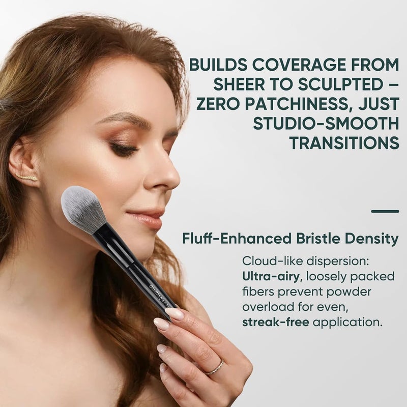 GlintMagic+ + Professional Powder Brush for Loose/Pressed Powder, Tapered Setting Powder Brush, Ultra-Soft Bristles Use for Blush & Bronzer Airbrush Finish, Mineral Makeup, Face Foundation&Contouring - Image 3